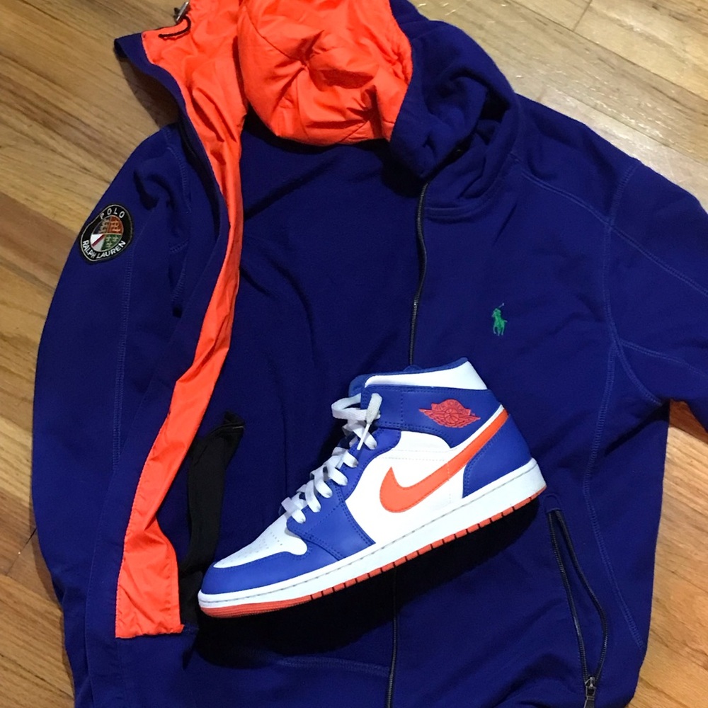 Polo Ralph Lauren Knicks Colored Hooded Jacket in Knick Blue Orange Trim Size M